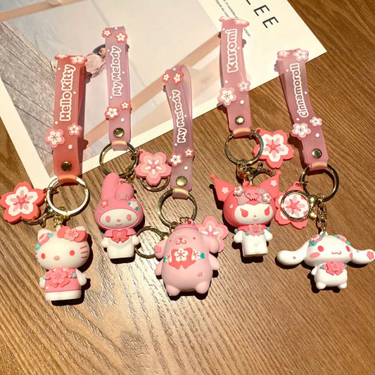 Hello Kitty Keychain Cute Pink Anime Key Chain Ring