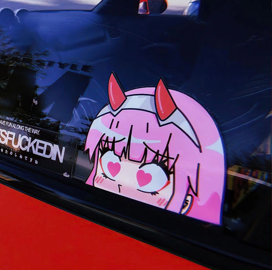 ZERO TWO Peeking Sticker, Decal Anime Funny Drift JDM Car Sticker